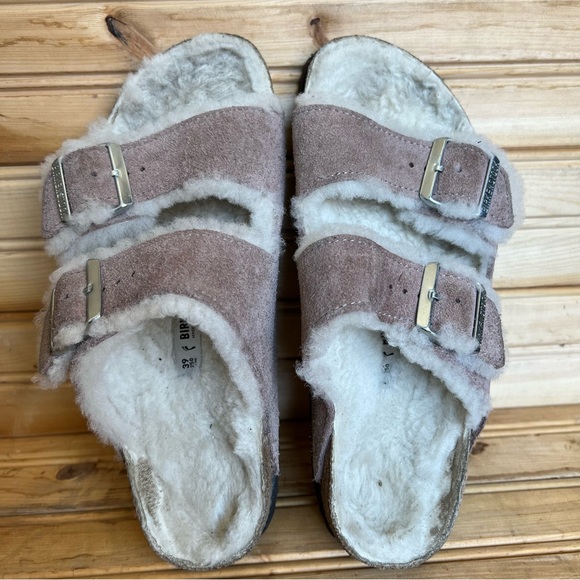 Birkenstock Shoes - Birkenstock Women's Arizona Shearling Sandals - Lavender Blush Size L-8 M- 6